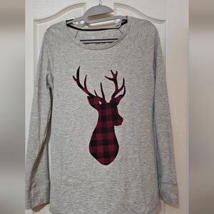Gray Plaid Reindeer Sweatshirt